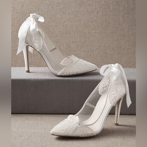 Claire Pettibone Bella Belle PENELOPE Lace Ivory Wedding Shoes with Pearls Sz 41 - Picture 1 of 13